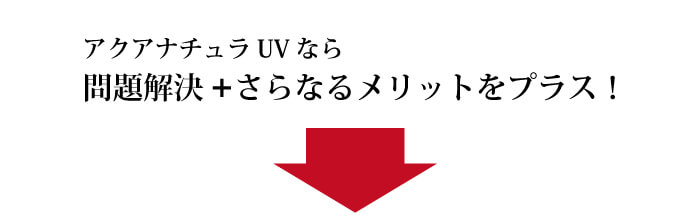 アクアナチュラUVなら 問題解決+さらなるメリットをプラス!