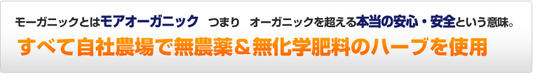 モーガニックとはモアオーガニック つまり オーガニックを越える本当の安心・安全という意味。