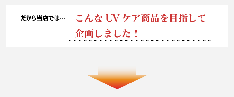 だから当店ではこんなUVケア商品を目指して企画しました!