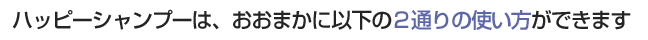 魂のハッピーシャンプーはおおまかに以下の2通りの使い方ができます