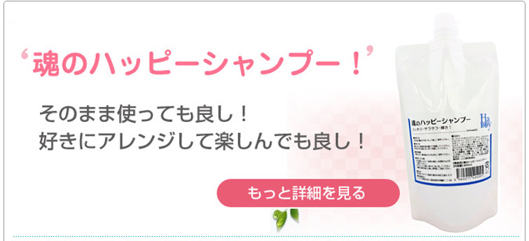 魂のハッピーシャンプーはそのまま使っても良し!
好きにアレンジして楽しんでも良し! 魂のハッピーシャンプー、もっと詳細を見る