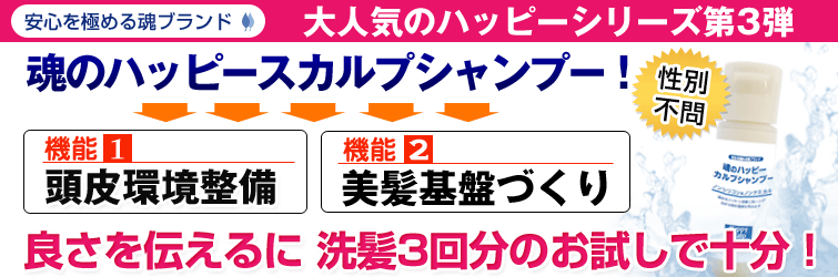【大人気のハッピーシリーズ第3弾】美髪&頭皮環境整備なら
魂のハッピースカルプシャンプー!お試し版【性別不問】。良さを伝えるに 3回分のお試しで十分!