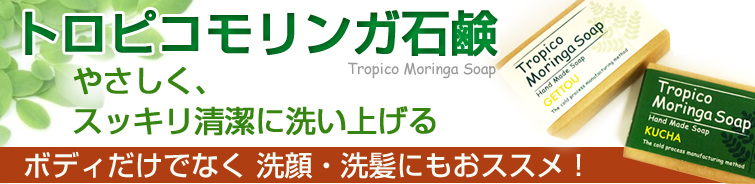 ボディだけでなく 洗顔・洗髪にもおススメ! やさしく、スッキリ清潔に洗い上げるトロピコモリンガ石鹸