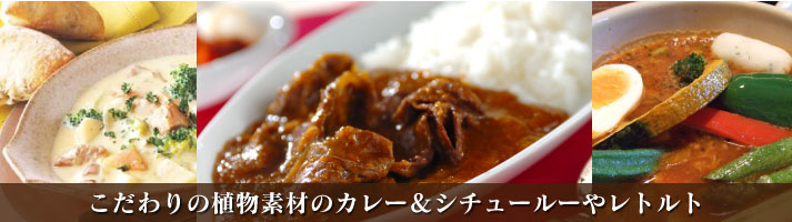 カレー・シチューなど こだわりの植物素材のカレー&シチュールーやレトルト