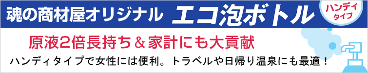 魂のハンディ泡ボトルは原液2倍長持ち&家計にも大貢献。ハンディタイプで女性には便利。トラベルや日帰り温泉にも最適!