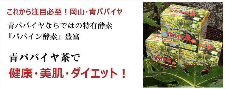 これから注目必至!国産・青パパイヤ、
青パパイヤならではの特有酵素『パパイン酵素』豊富、青パパイヤ茶で“健康・美肌・ダイエット!”