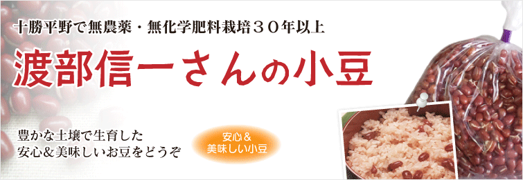 十勝平野で無農薬・無化学肥料栽培30年以上
渡部信一さんの小豆