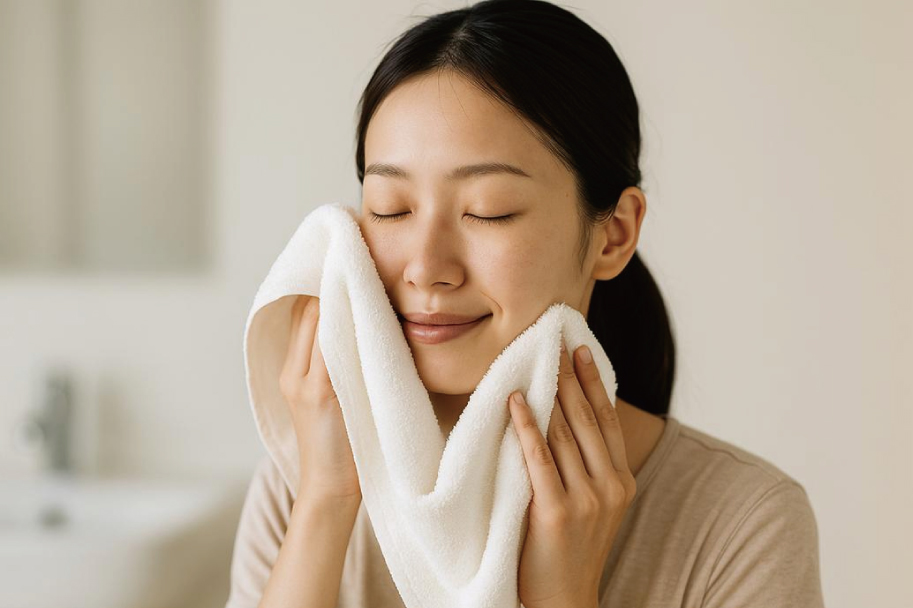 タオルで押さえるように水分を取る