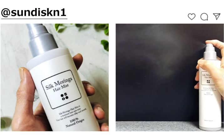 Instagramシルクモリンガヘアミスト