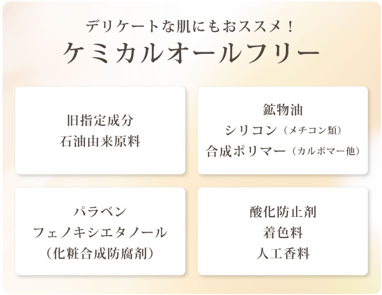 モリンガブライトセラム30ml 　ケミカルオールフリー  旧指定成分 石油由来原料 鉱物油 シリコン（メチコン類） 合成ポリマー（カルボマー他） パラベン フェノキシエタノール（化粧合成防腐剤） 酸化防止剤 着色料 人工香料