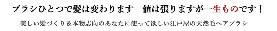 ブラシひとつで髪は変わります 値は張りますが一生ものです
美しい髪づくり&本物志向のあなたに使って欲しい江戸屋の天然毛ヘアブラシ